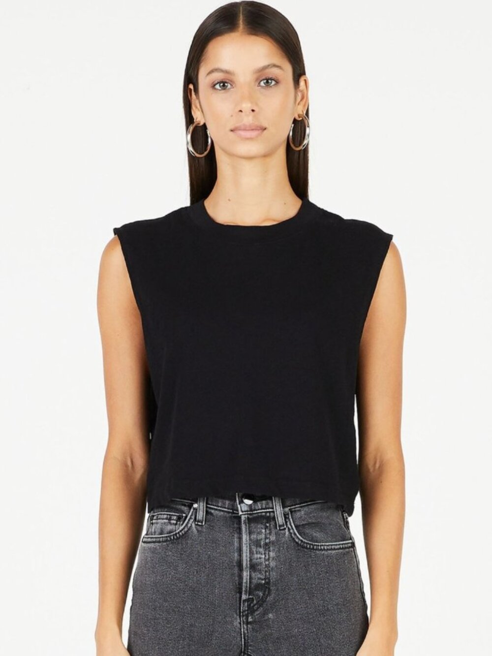 Cotton Citizen Tokyo Cropped Muscle Tank in Black